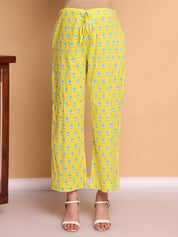 Yellow Floral Cotton Maternity Kurta with Trouser and Dupatta