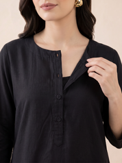 Black Solid Rayon Maternity Farshi Kurta Set