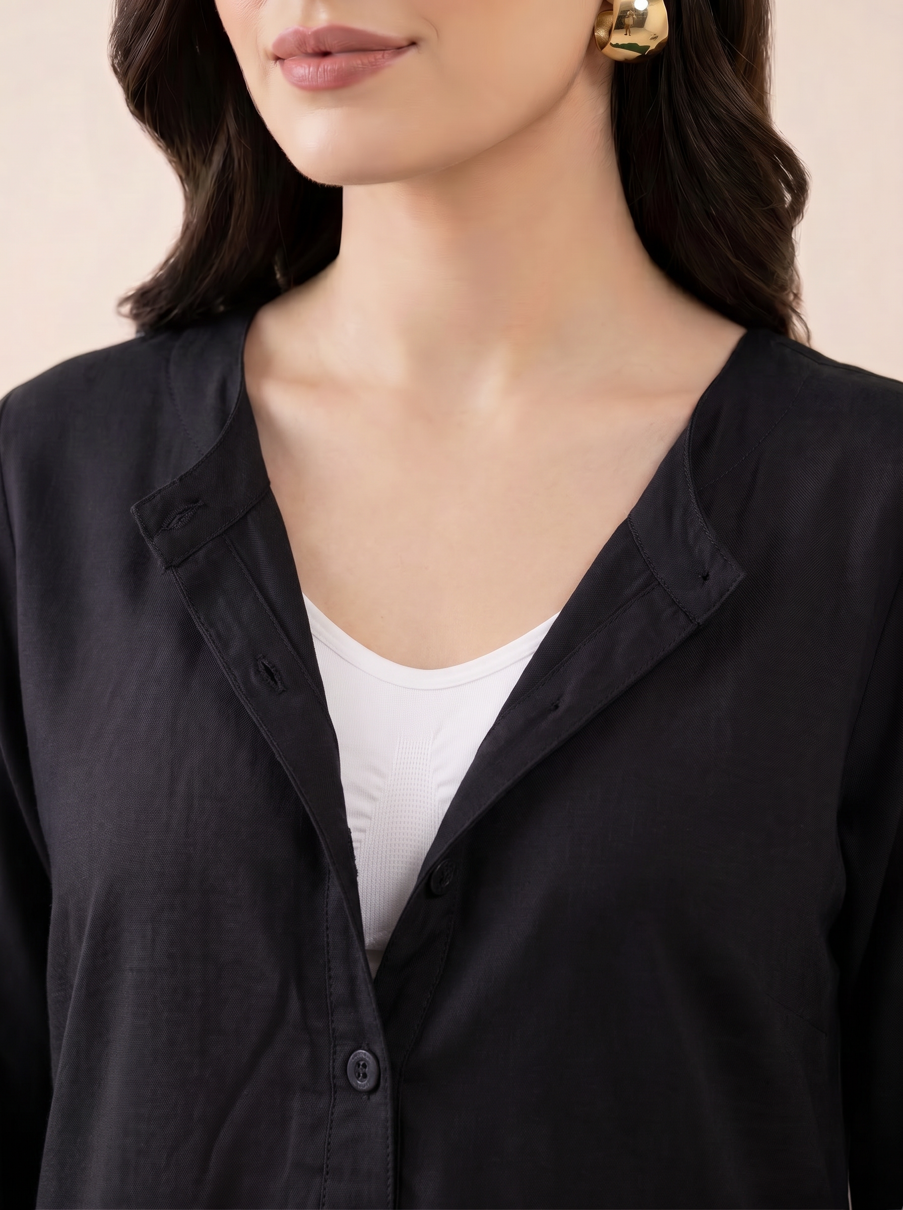 Black Solid Rayon Maternity Farshi Kurta Set