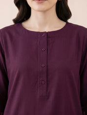 Wine Solid Rayon Farshi Kurta Set