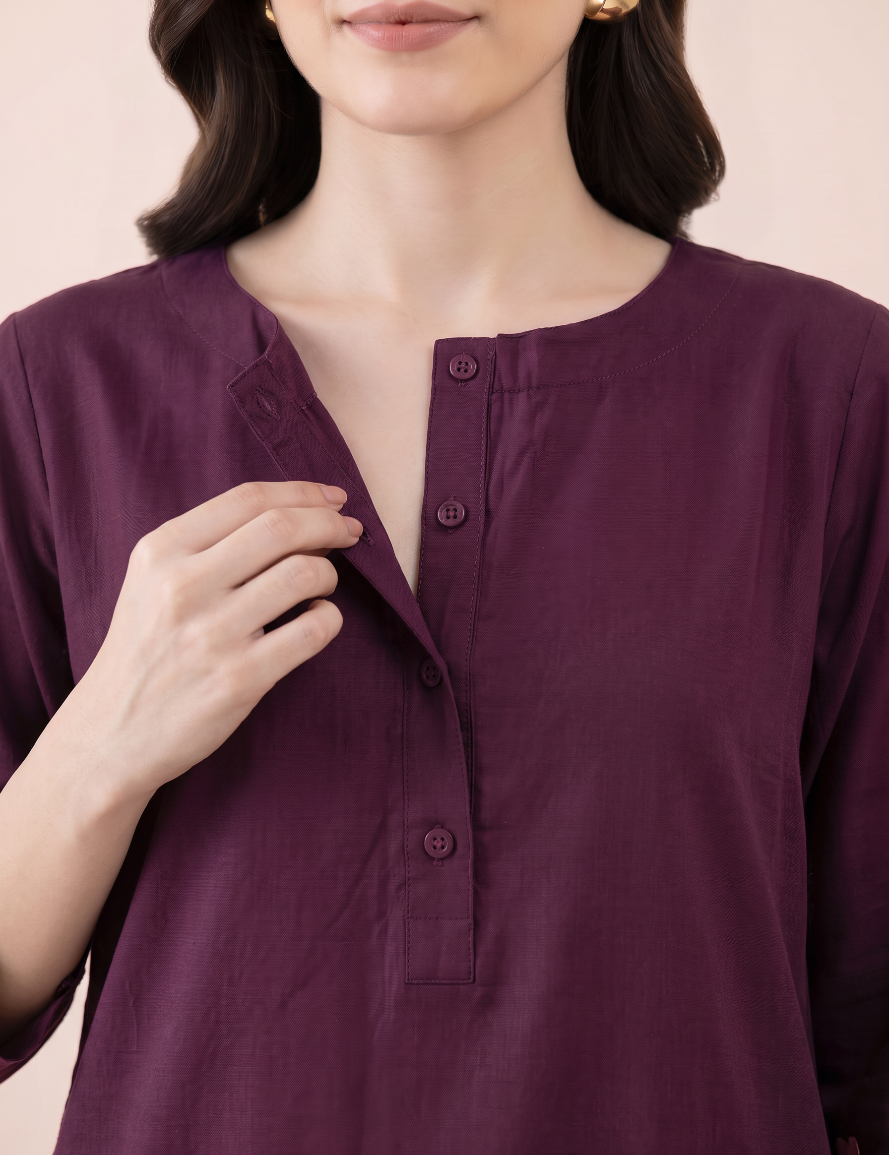 Wine Solid Rayon Maternity Farshi Kurta Set