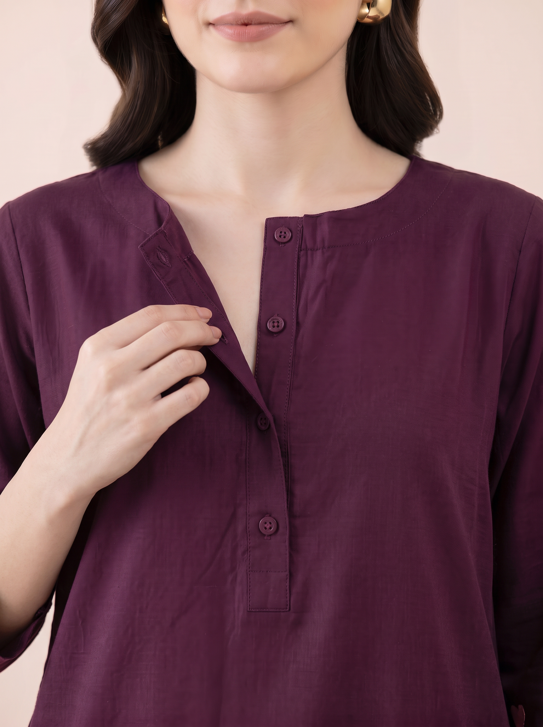 Wine Solid Rayon Maternity Farshi Kurta Set