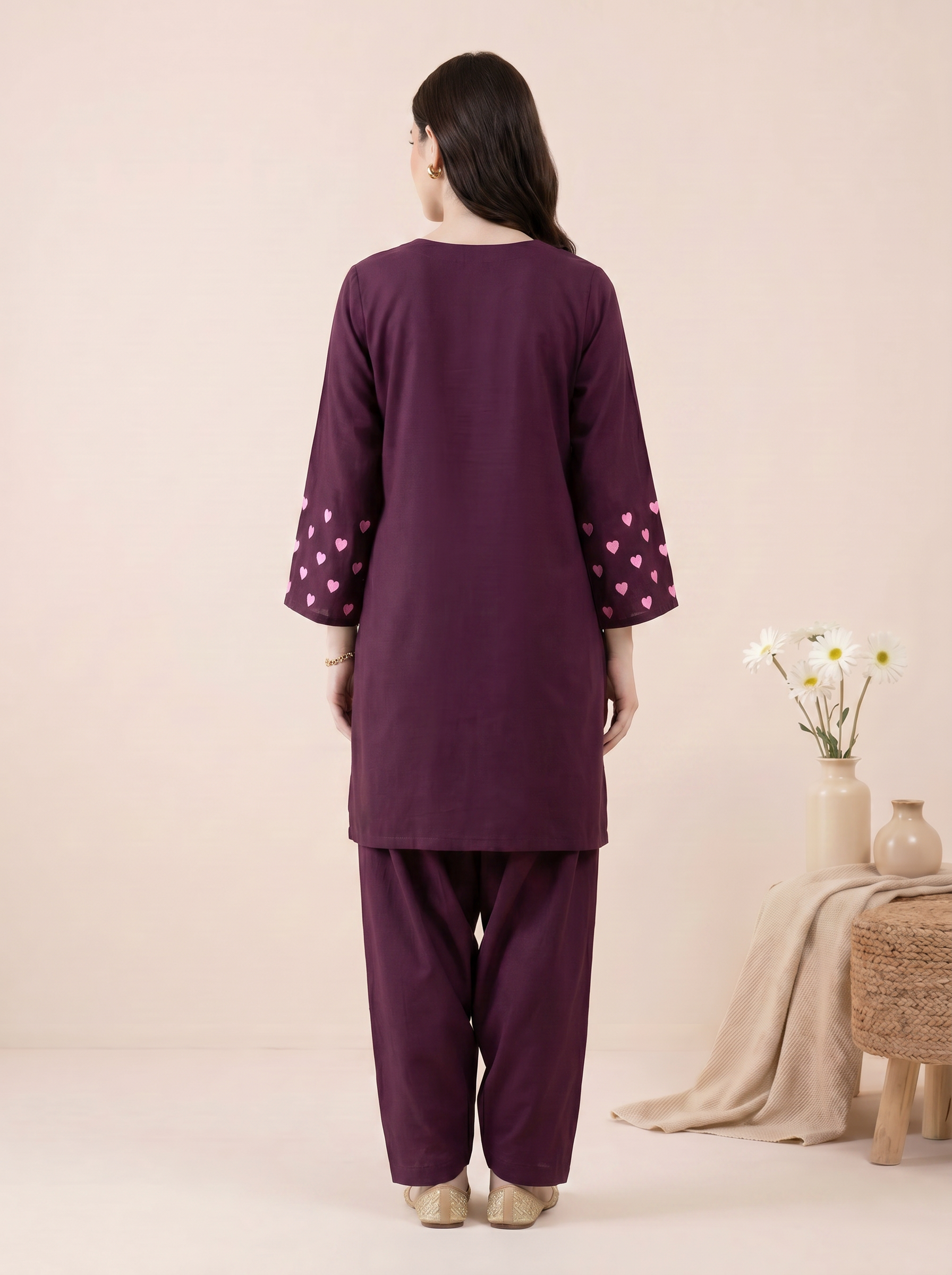 Wine Solid Rayon Maternity Farshi Kurta Set