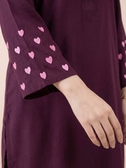 Wine Solid Rayon Farshi Kurta Set