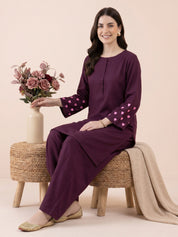 Wine Solid Rayon Farshi Kurta Set
