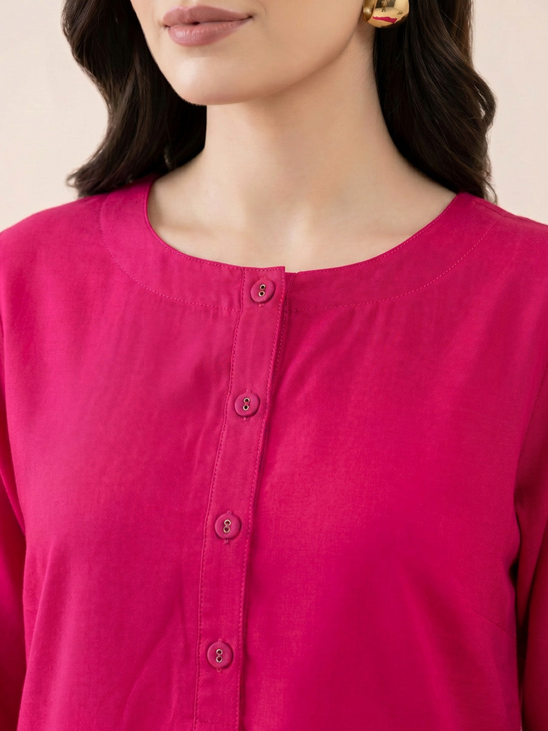 Pink Solid Rayon Farshi Kurta Set