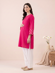 Pink Solid Rayon Maternity Farshi Kurta Set