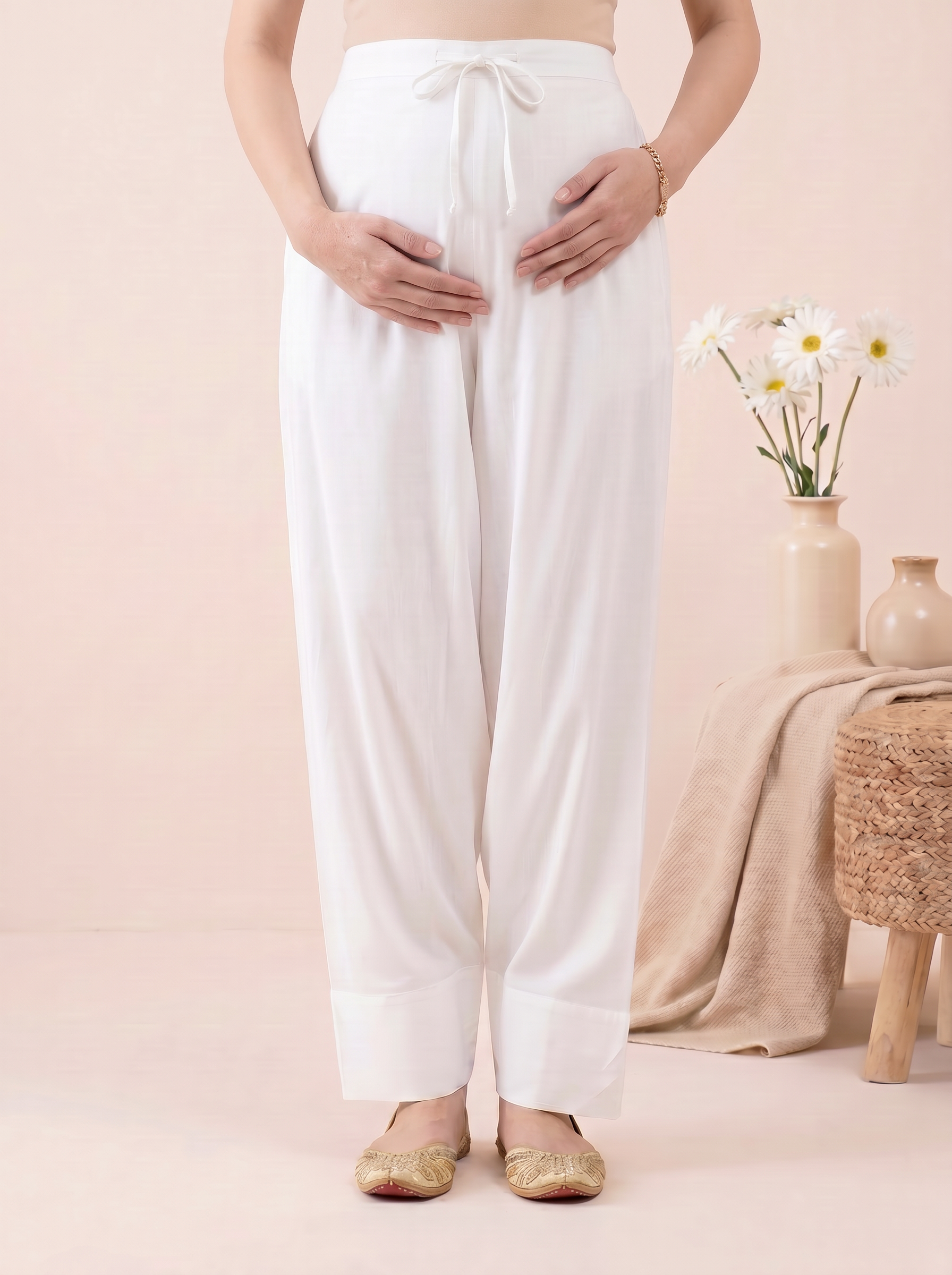 Pink Solid Rayon Maternity Farshi Kurta Set