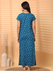 Blue Floral Hosiery Maternity Nighty
