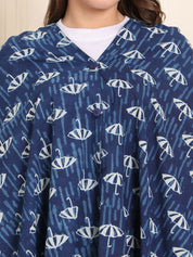 Dark Blue Printed Cotton Nursing Cover