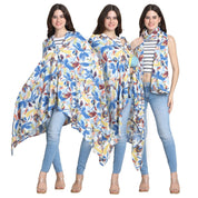Floral Print Blue Rayon Nursing Cover