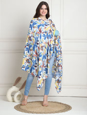 Floral Print Blue Rayon Nursing Cover