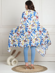 Floral Print Blue Rayon Nursing Cover