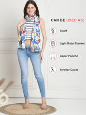 Floral Print Blue Rayon Nursing Cover