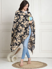 Floral Print Black & Golden Rayon Nursing Cover