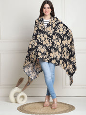 Floral Print Black & Golden Rayon Nursing Cover