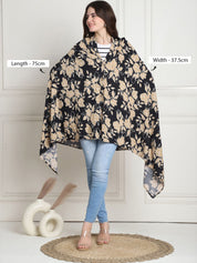 Floral Print Black & Golden Rayon Nursing Cover