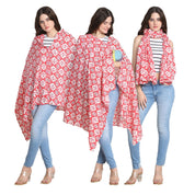 Geometric Print Pink Cotton Nursing Cover