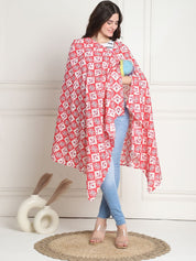 Geometric Print Pink Cotton Nursing Cover