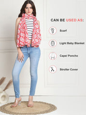 Geometric Print Pink Cotton Nursing Cover