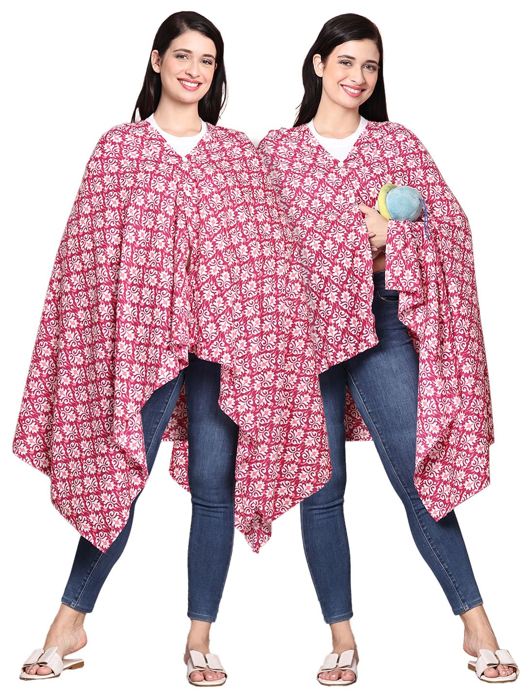 Pink Floral Cotton Nursing Cover