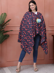 Floral Dark Blue Cotton Nursing Cover