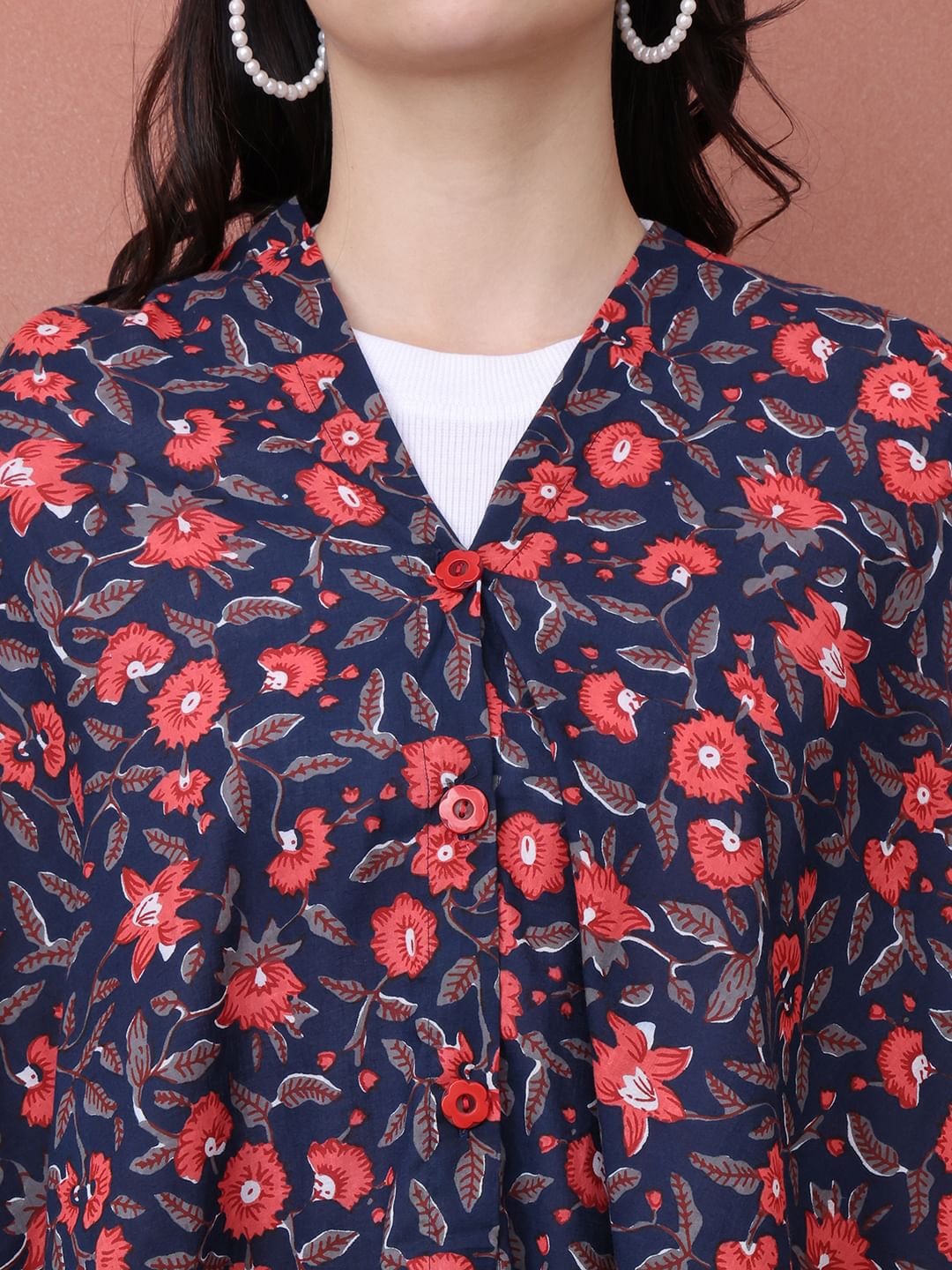 Floral Dark Blue Cotton Nursing Cover