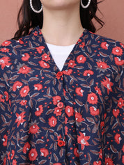 Floral Dark Blue Cotton Nursing Cover