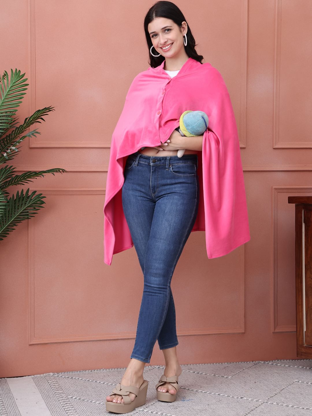 Solid Pink Velour Nursing Cover