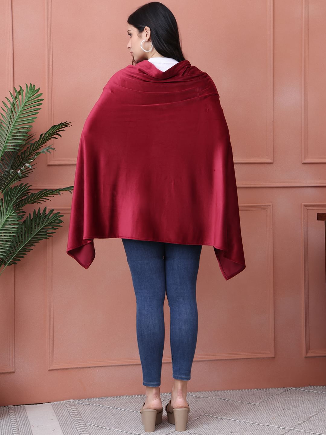 Solid Maroon Velour Nursing Cover