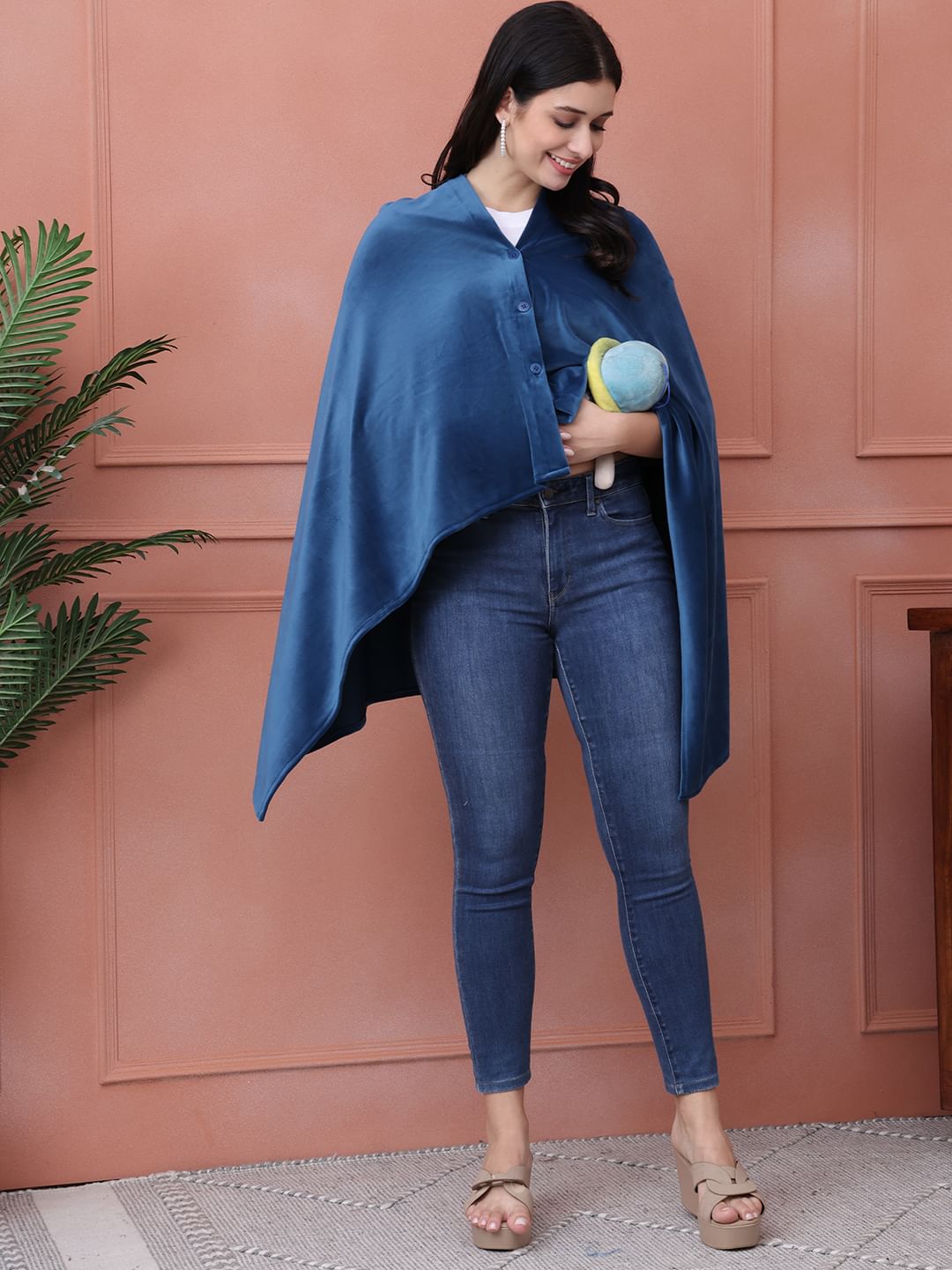 Solid Teal Velour Nursing Cover