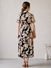 Amoha By Secret Wish Black Floral Rayon Maternity Dress