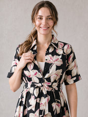 Amoha By Secret Wish Black Floral Rayon Maternity Dress