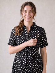 Amoha By Secret Wish Black Polka Dots Rayon