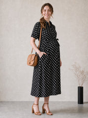 Amoha By Secret Wish Black Polka Dots Rayon