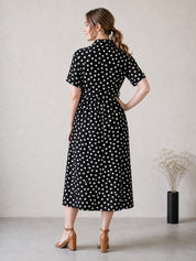 Amoha By Secret Wish Black Polka Dots Rayon