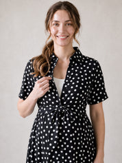 Amoha By Secret Wish Black Polka Dots Rayon