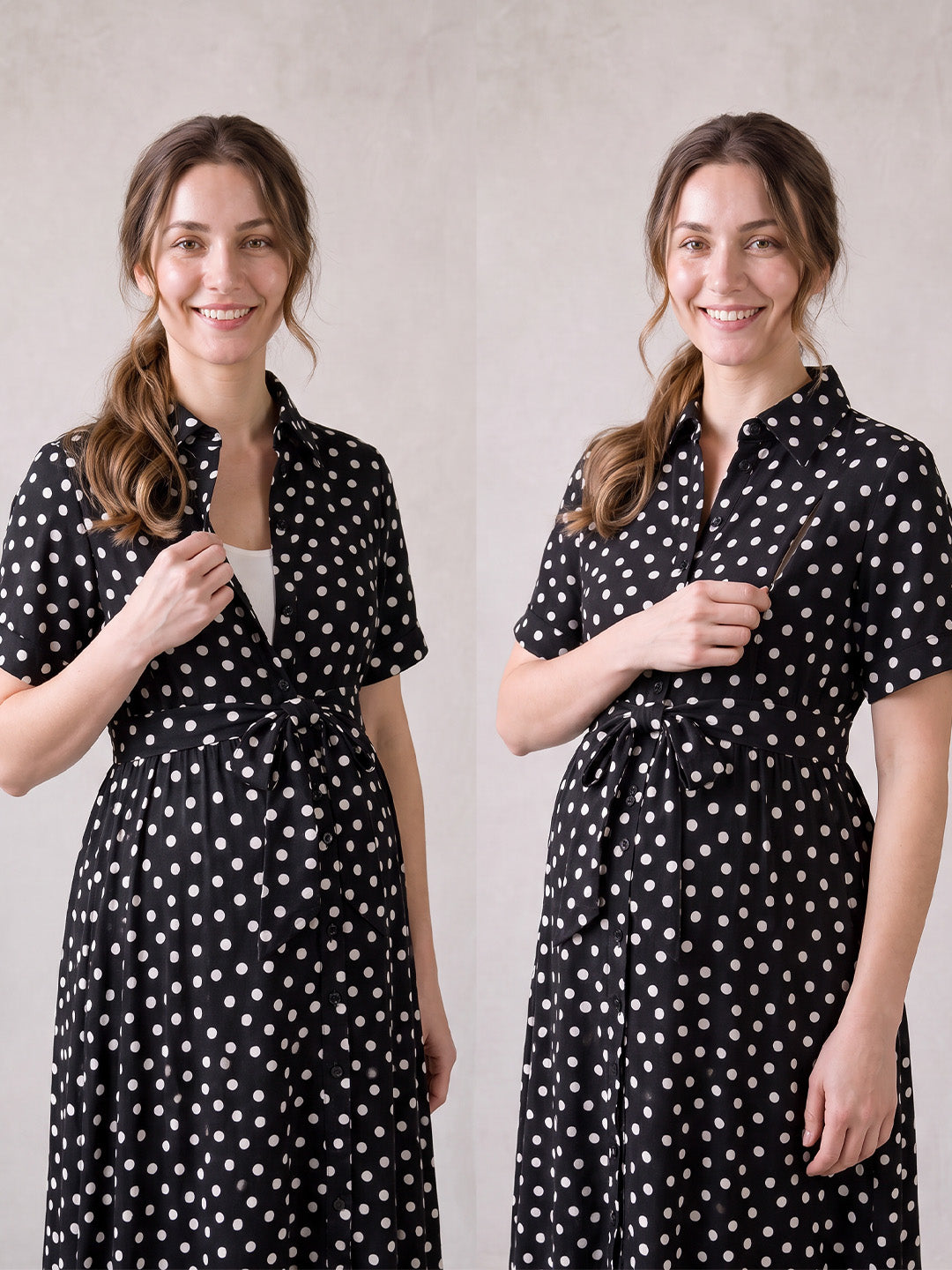 Amoha By Secret Wish Black Polka Dots Rayon
