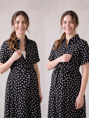 Amoha By Secret Wish Black Polka Dots Rayon