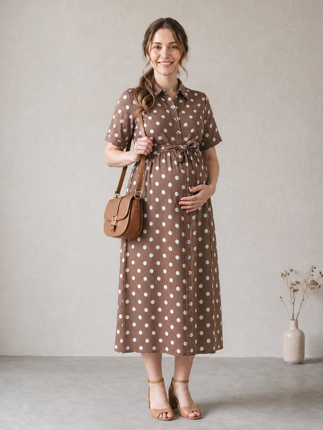Amoha By Secret Wish Brown Polka Dots Rayon