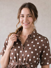 Amoha By Secret Wish Brown Polka Dots Rayon