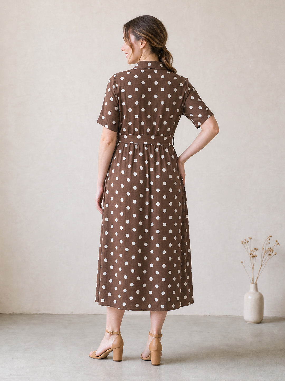 Amoha By Secret Wish Brown Polka Dots Rayon