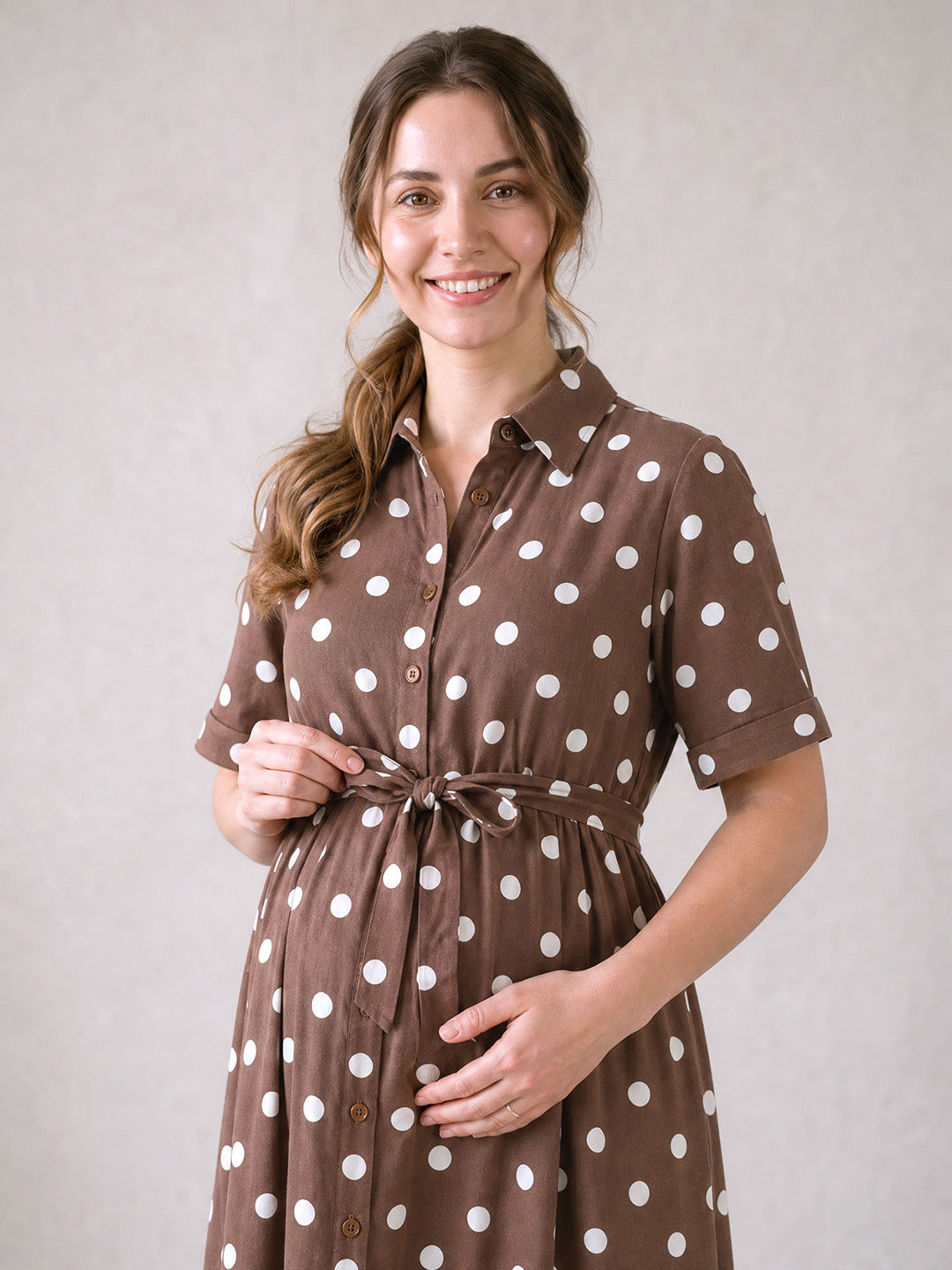 Amoha By Secret Wish Brown Polka Dots Rayon
