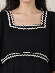 Amoha By Secret Wish Black Solid Rayon Black Solid Rayon Materity Dress