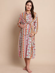 Pink & White Floral Maternity Shirt Dress