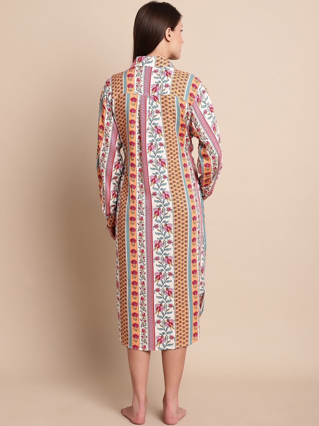 Pink & White Floral Maternity Shirt Dress