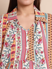 Pink & White Floral Maternity Shirt Dress
