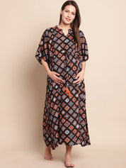 Black & Orange Maternity Dress