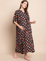 Black & Orange Maternity Dress