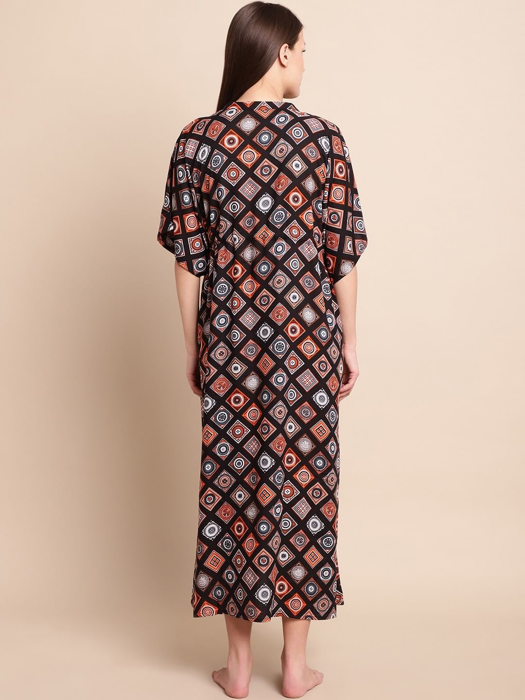 Black & Orange Maternity Dress